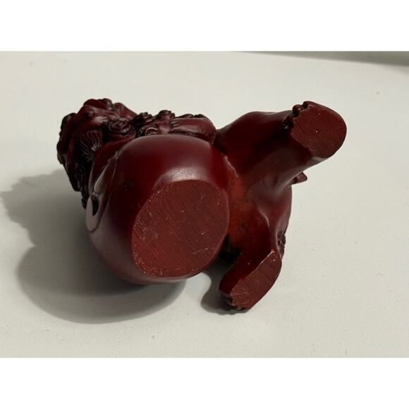 Vintage Chinese Foo Dog Guardian Lion Resin left facing figurine Red Foo - Picture 6 of 6